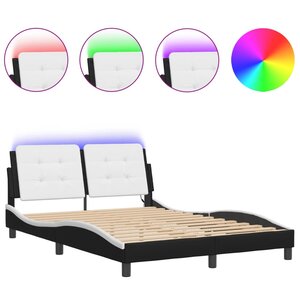 vidaXL Cadre de lit avec LED sans matelas Zadar noir et blanc 120x200 cm