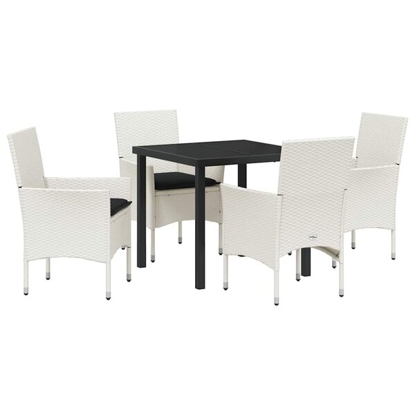 vidaXL Ensemble de salle à manger pour jardin 5 Pièces Blanc Poly rotin