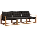 vidaXL Ensemble de canapés d'extérieur 3 pc Naturel et Noir