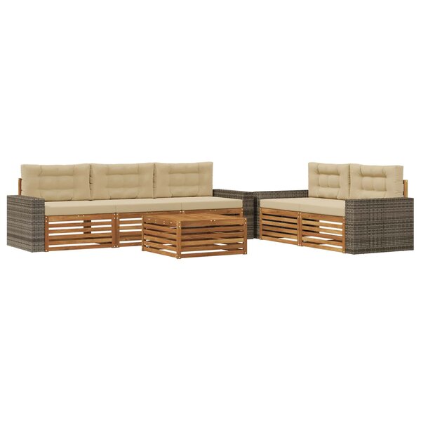 vidaXL Ensemble de canapés d'extérieur 6 pc Naturel et Beige