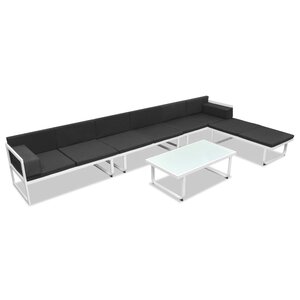 vidaXL Salon de jardin 5 Pièces Textilène Aluminium Noir