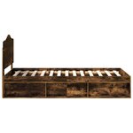 vidaXL Cadre de lit avec tête de lit Chêne fumé 90 x 190 cm Pin massif