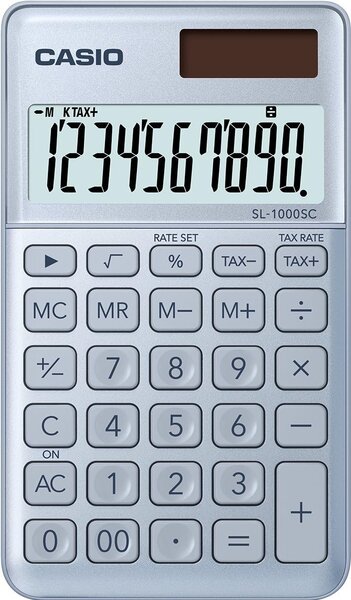 Calculatrice CASIO SL-1000SC-BU bleu métallisé