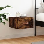 vidaXL Table de chevet murale chêne fumé 35x35x20 cm