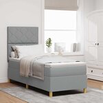 vidaXL Lit à ressort LED avec matelas Gris clair 80 x 200 cm tissu