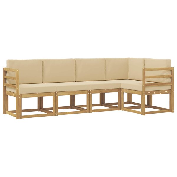 vidaXL Ensemble de canapés d'extérieur 5 pc Blanc et Beige