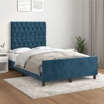 vidaXL Cadre de lit avec tête de lit Bleu foncé 120x200 cm Velours