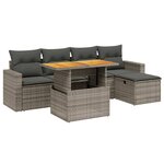 vidaXL Salon de jardin 6 Pièces avec coussins gris résine tressée