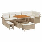 vidaXL Ensemble de canapé de jardin 9 Pièces Beige polyrotin