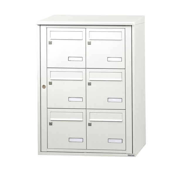 Bloc collectif leabox.com  2x3  grade 3  simple face  Extérieur  fixation murale  Blanc pur RAL 9010  finition brillante