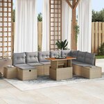 vidaXL Ensemble de canapé de jardin 9 Pièces Beige Poly rotin