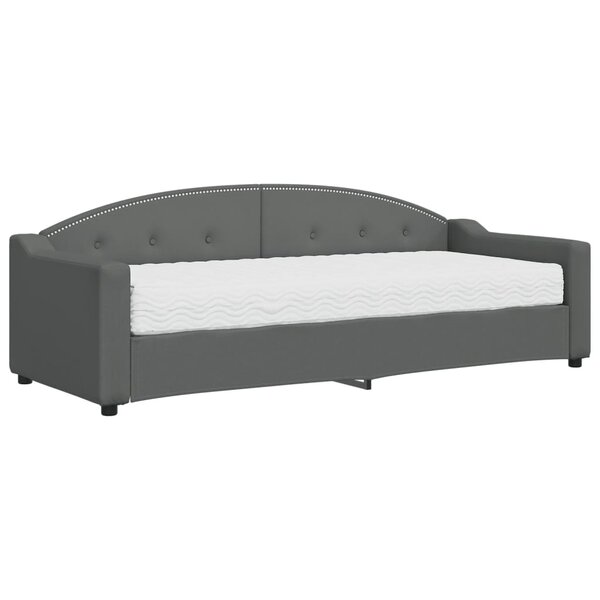 vidaXL Lit de jour avec matelas gris foncé 80x200 cm tissu
