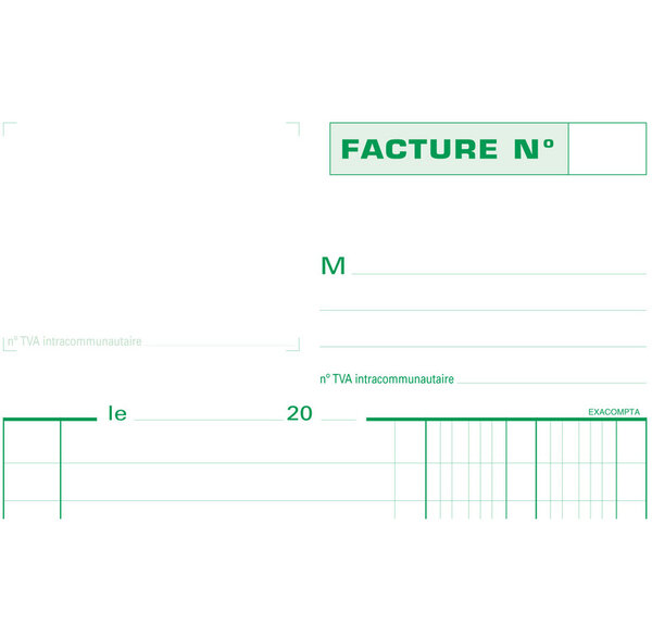Manifold 'Factures' 210 x 148 mm avec TVA 50 Feuillets Tripli EXACOMPTA