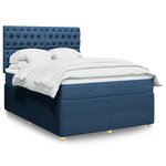 vidaXL Sommier à lattes de lit avec matelas Bleu 140x190 cm Tissu