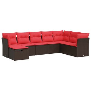 vidaXL Salon de jardin 8 Pièces avec coussins marron résine tressée