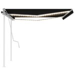 vidaXL Auvent manuel rétractable avec LED 4 5x3 m Anthracite