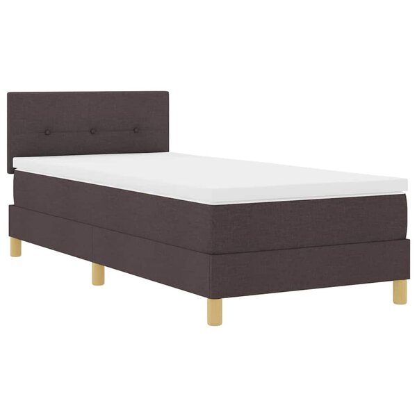 vidaXL Lit à ressorts avec matelas Marron foncé 100 x 200 cm tissu