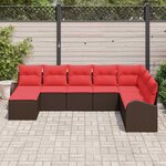 vidaXL Ensemble de Canapés 8 Pièces Marron et rouge polyrotin