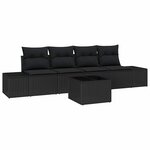 vidaXL Ensemble de canapé de jardin 5 Pièces Noir 55 x 55 x 37 cm