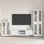 vidaXL Ensemble meuble TV FLORIN Blanc brillant Bois d'ingénierie