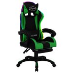 Chaise fauteuil siège pivotante de bureau informatique étude de jeux vidéo avec LED RVB et similicuir vert 02_0024216