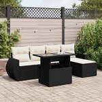 vidaXL Salon de jardin 6 Pièces avec coussins noir résine tressée