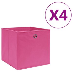 vidaXL Boîtes de rangement 4 Pièces Tissu intissé 28x28x28 cm Rose