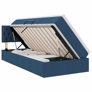 vidaXL Lit avec rangement et LED avec matelas Bleu 90 x 190 cm tissu
