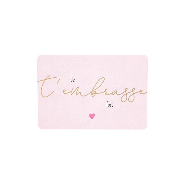 Mini carte de voeux avec enveloppe - amour / amitié - je t' embrasse fort