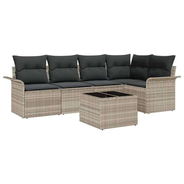 vidaXL Ensemble de canapé de jardin 6 Pièces Gris 55 x 55 x 37 cm