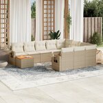 vidaXL Salon de jardin 11 Pièces avec coussins beige résine tressée