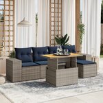 vidaXL Salon de jardin 6 Pièces avec coussins gris résine tressée