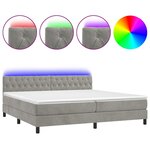 vidaXL Sommier à lattes de lit avec matelas LED Gris clair 200x200 cm