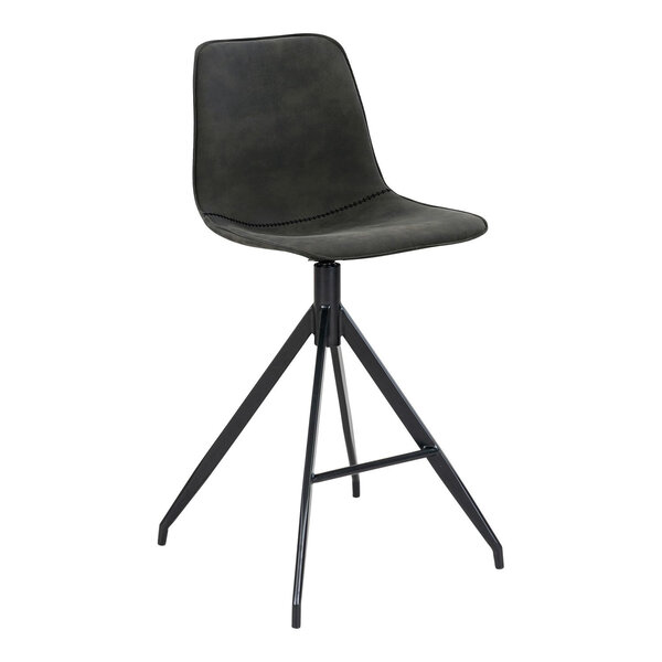 Chaise de comptoir en microfibre gris avec pieds noirs