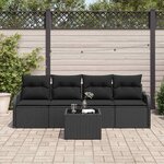 vidaXL Ensemble de canapé de jardin avec stockage 5 Pièces Noir polyrotin