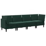 vidaXL Ensemble de meubles pour le salon 4 pc Vert foncé Velours