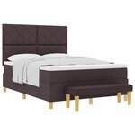 vidaXL Lit à ressorts avec matelas Marron foncé 140 x 200 cm tissu
