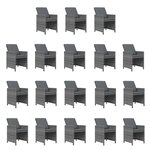 vidaXL Ensemble à manger de jardin coussins 19 Pièces Résine tressée Gris