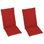 vidaXL Chaises de jardin lot de 2 et coussins rouge Bois teck massif