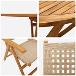 Ensemble de salle à manger de jardin 5 pièces vidaXL Beige en bois d'acacia massif et en rotin synthétique