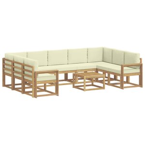 vidaXL Ensemble de canapés d'extérieur 10 pc Blanc et crème Polyester