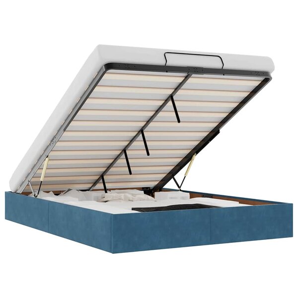vidaXL Cadre de lit ottoman sans matelas bleu foncé 140x200 cm velours