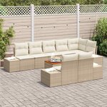 vidaXL Ensemble de canapé de jardin 9 Pièces Beige Poly rotin