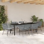 vidaXL Ensemble de salle à manger de jardin 7 pièces avec coussins en poly rotin gris