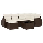 vidaXL Salon de jardin avec coussins 7 Pièces marron résine tressée