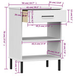 vidaXL Armoire console avec pieds en métal Blanc Bois pin massif OSLO