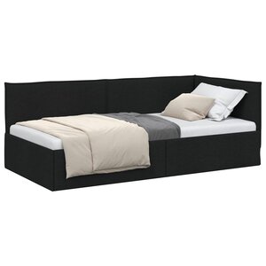 vidaXL Cadre de lit d'angle Noir 100 x 200 cm tissu