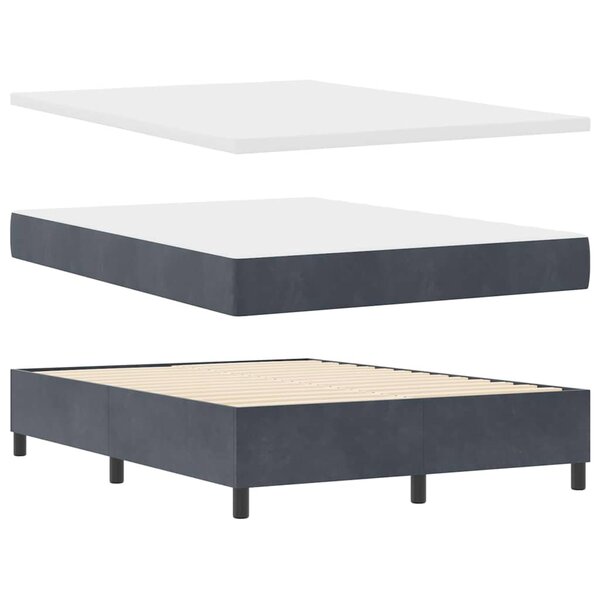 vidaXL Lit à ressorts avec matelas gris foncé 160x200 cm en velours