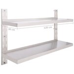 vidaXL Étagère murale à 2 niveaux Acier inoxydable 120x30 cm