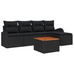 vidaXL Ensemble de canapés de jardin de 6 pièces avec coussins  noir  poly rattan  acacia